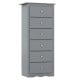 Gray 6-drawer chest dresser with metal knobs and smooth sliders, perfect for stylish bedroom storage and organization.