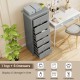 Gray 6-drawer chest dresser with smooth metal glides and elegant design, perfect for bedroom or office storage.