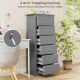 Gray 6-drawer chest dresser with smooth metal glides and anti-tipping devices, ideal for bedroom or office storage.