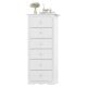 White 6-drawer chest dresser with smooth metal glides and exquisite knobs, ideal for bedroom or living room storage.