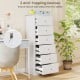 6-drawer chest dresser in white with smooth metal glides and anti-toppling devices for safe bedroom storage.