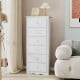Elegant white 6-drawer chest dresser featuring a compact design and stylish wave bottom, perfect for space-saving.