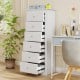 White 6-drawer chest dresser with smooth metal glides and stylish design, perfect for bedroom or living room storage.