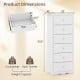 White 6-drawer chest dresser with smooth metal glides, elegant design, and ample storage for bedroom or office use.