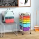 Colorful plastic drawers of the 6-drawer rolling storage cart on wheels, ideal for organizing supplies in any space.