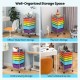 Rolling storage cart with 6 colorful drawers, ideal for office, craft, or playroom organization on sturdy casters.