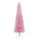 6 FT artificial pink Christmas tree with 460 branch tips, featuring a slim design and snow-flocked leaves for festive.