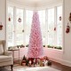 6 FT artificial pink Christmas tree with snow-flocked leaves and 460 branch tips, perfect for holiday decorating.