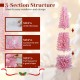 6 FT artificial pink Christmas tree with 460 branch tips, featuring a 3-section design for easy installation and.