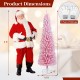 6 ft artificial pink Christmas tree with 460 branch tips, featuring a slim design and cross-shaped metal stand for.