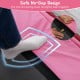 Close-up of the pink 6 FT kids trampoline's safe no-gap design, ensuring secure play with tightly sewn mat and spring.