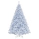 6 feet all-white artificial Christmas tree with hinged branches and 280 LED lights for a festive holiday atmosphere.