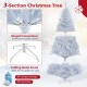3-section 6 feet artificial Christmas tree with hinged connections, 280 LED lights, and folding metal stand for easy.