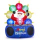 Inflatable DJ Santa with flashing LEDs and rotating music light, perfect for festive outdoor celebrations.