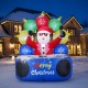6-foot inflatable DJ Santa with flashing LEDs and rotating music light, perfect for festive outdoor celebrations.