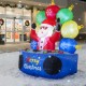 Inflatable DJ Santa with flashing LED lights and rotating music booth, perfect for festive outdoor displays.