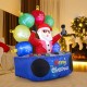 Inflatable DJ Santa with flashing LED lights and rotating music booth, perfect for festive parties and outdoor displays.