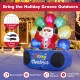 Inflatable DJ Santa with rotating music light and flashing LEDs, 6 feet tall, perfect for outdoor holiday decorations.