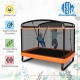 Kids enjoying the 6 feet orange trampoline with swing and safety fence, promoting fun and physical exercise.