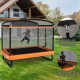 Kids trampoline with swing safety fence in orange, featuring a safety enclosure net and sturdy galvanized steel frame.