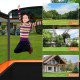 Kids' 6 feet trampoline with swing safety fence in orange, featuring a sturdy frame and safety enclosure for outdoor.