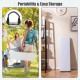 6-foot white plastic folding bench with carrying handle, ideal for camping, dining, or outdoor seating for 3 people.
