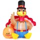 Inflatable turkey with pumpkin decoration, 6 feet tall, featuring LED lights for festive outdoor Thanksgiving display.