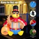 Inflatable 6 feet Thanksgiving turkey with pumpkin, LED lights, perfect for outdoor fall decor and stability features.