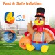 6-foot inflatable turkey with pumpkin, LED lights, waterproof fabric, perfect for Thanksgiving outdoor decoration.