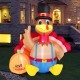 Inflatable 6-foot Thanksgiving turkey with pumpkin and LED lights, perfect for outdoor fall harvest decor.