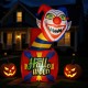 6 ft Halloween inflatable clown with LED lights, featuring a playful jack-in-the-box design for indoor or outdoor decor.