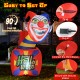 6 Ft Halloween inflatable clown with LED lights, quick 90-second setup, perfect for indoor or outdoor decoration.