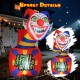 6 ft Halloween inflatable clown with LED lights, showcasing vibrant colors and a whimsical design for festive outdoor.