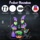 6 ft inflatable Halloween witches with cauldron and black cat, featuring LED lights for outdoor spooky decor.