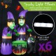6 Ft inflatable Halloween witches with cauldron and black cat, featuring bright LED lights for outdoor spooky decor.