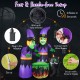 6 ft inflatable Halloween witches with cauldron and black cat, lights up with LEDs, perfect for outdoor spooky displays.