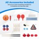 Complete accessory set for 6-in-1 combo game table, including basketball, billiards, ping pong, and more.