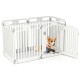 Tall 6-panel dog playpen in white with locking door, ideal for small to medium pets, suitable for indoor and outdoor.