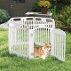 6-panel tall dog playpen in white with locking door, perfect for small and medium pets, suitable for indoor and outdoor.