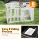 6-panel tall dog playpen in white, featuring a locking door and easy folding design for portable pet safety indoors and.