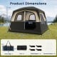 6-person camping tent with mesh windows, sturdy fiberglass poles, and a rainfly, ideal for outdoor gatherings and easy setup.
