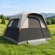 Spacious 6-person outdoor camping tent in grey features a detachable rainfly and excellent airflow for comfortable group camping.