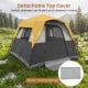 Spacious 6-person outdoor camping tent with a detachable top cover for ventilated or rainproof modes, ideal for group camping.