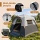 Spacious 6-person grey camping tent features 2-way zippers, storage pocket, and top lantern hook for convenient outdoor use.
