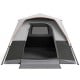 Spacious 6-person grey camping tent with detachable rainfly, large entrance, and excellent airflow for outdoor adventures.