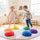 Colorful 6-piece stepping stones for kids, promoting sensory play and coordination on indoor flooring.