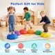 Colorful 6-piece stepping stones for kids, promoting motor skills and balance, perfect for indoor and outdoor play.