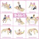 Climbing triangle playset with slide and balance bridge, made of sturdy beech wood, for indoor toddler activities.