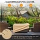 Outdoor wicker furniture set with a waterproof PVC cover, providing sun, rain, and dust protection for the fire pit.