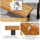 Slatted acacia wood bench seat with U-shaped metal base, ideal for outdoor dining or as a versatile shoe bench.
